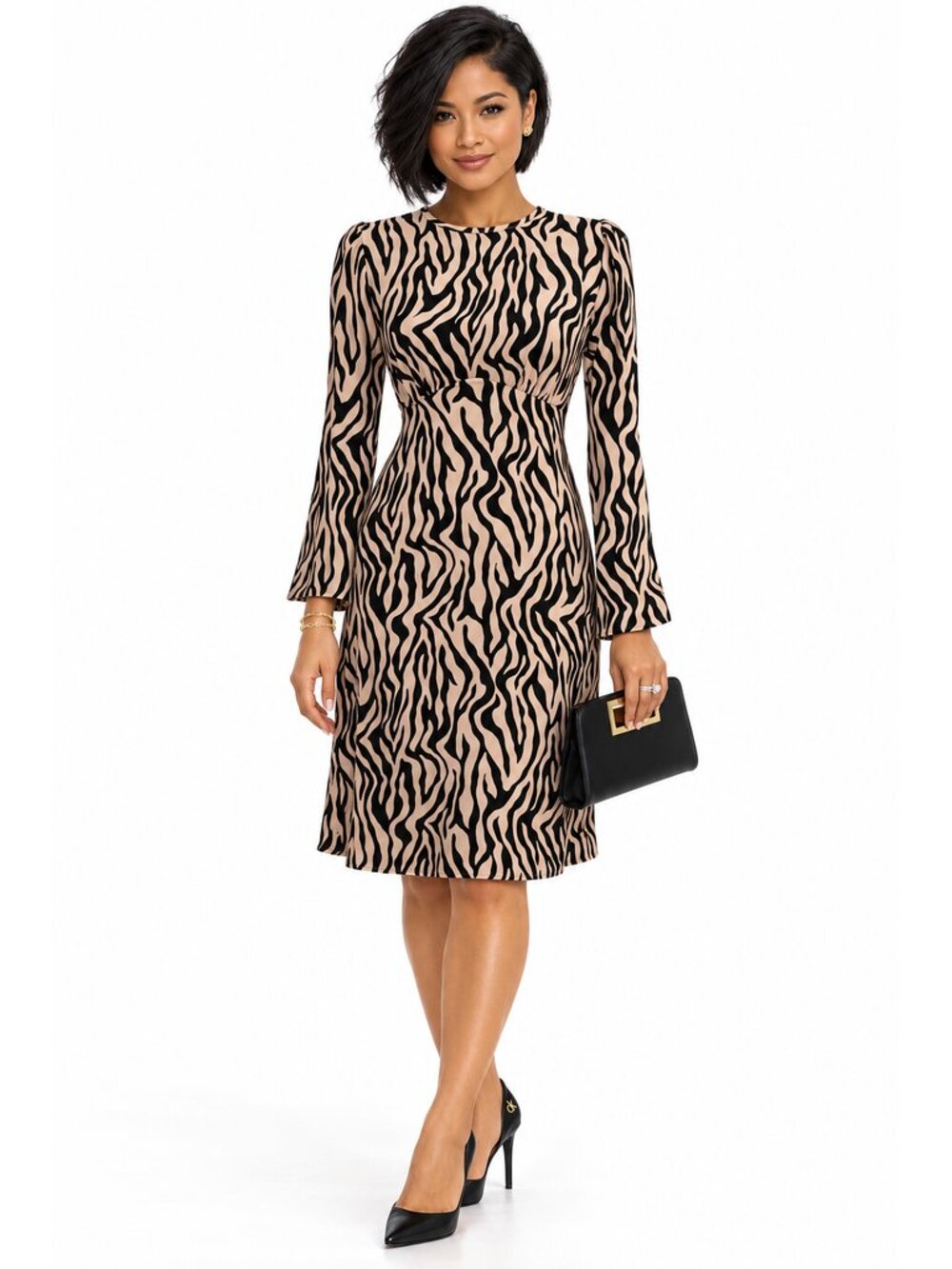 Nordstrom Rack Women’s Zebra Print Long Sleeve Knee Length Dress XXS NWT